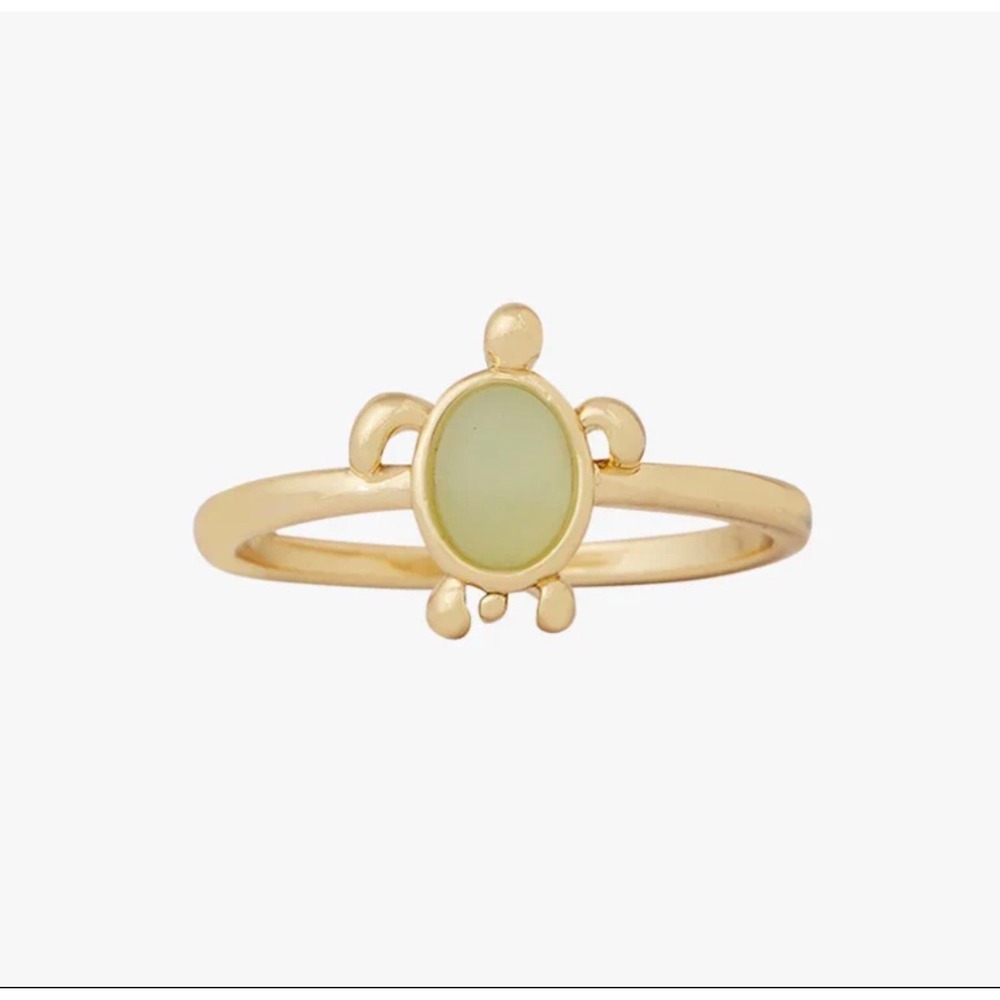 Pura Vida Sea Turtle Ring Gold Green Stone Coastal Beach Jewelry